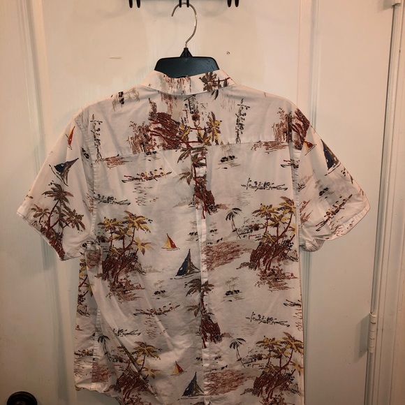 Structure White Hawaiian Button Down T Shirt - Picture 3 of 4